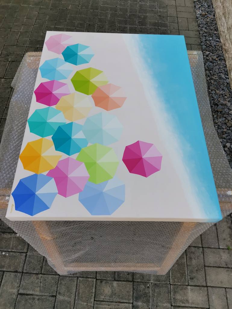 Original Art Deco Beach Painting by Anastasia Gehring