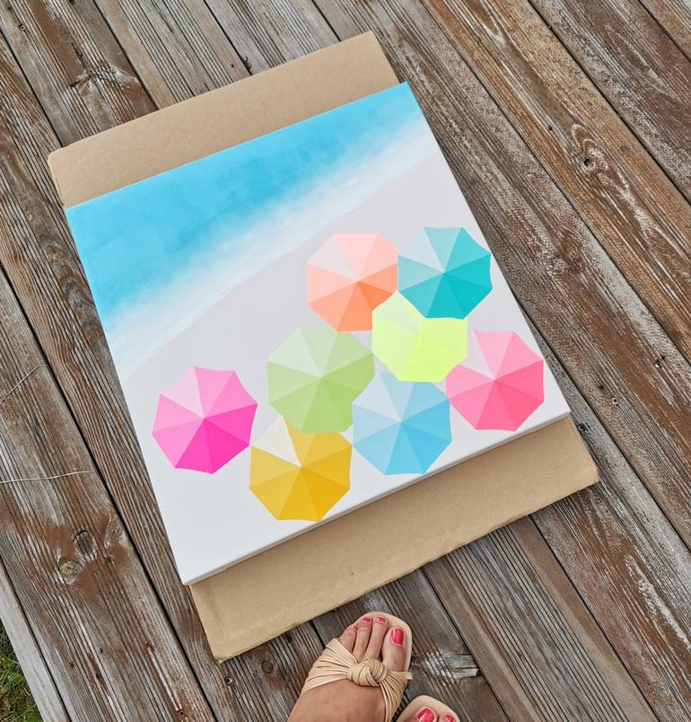 Original Art Deco Beach Painting by Anastasia Gehring