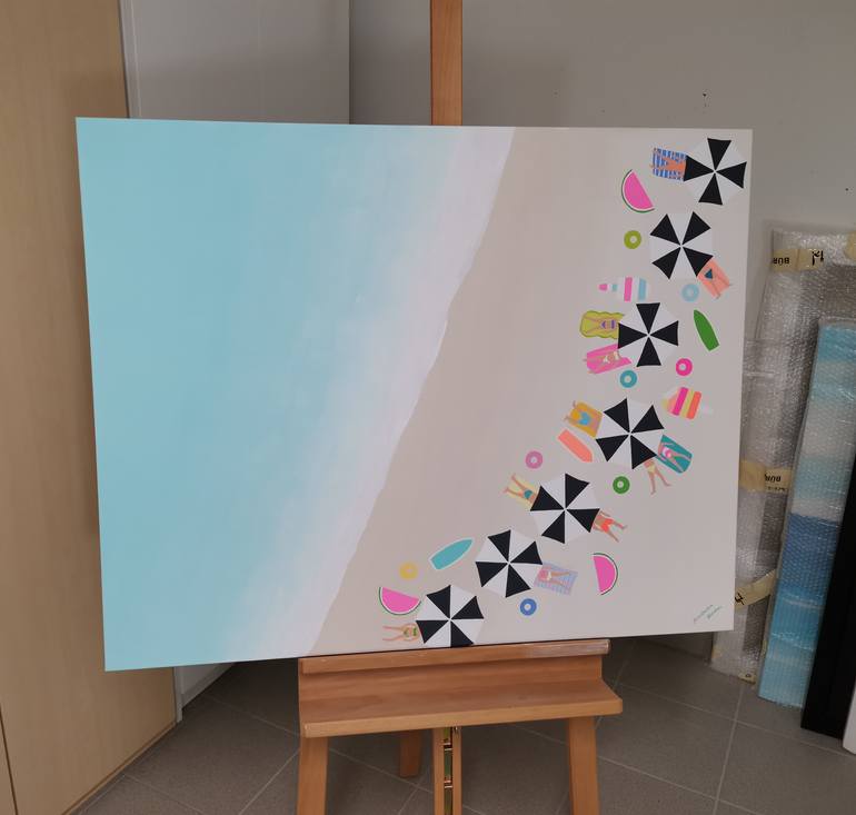 Original Art Deco Beach Painting by Anastasia Gehring