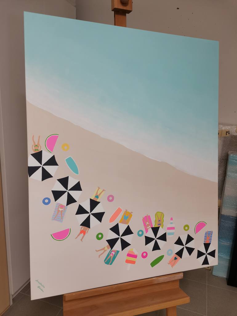 Original Art Deco Beach Painting by Anastasia Gehring