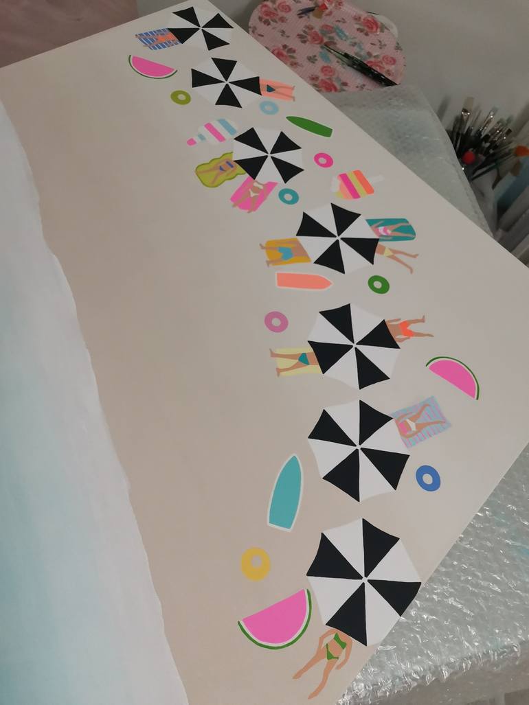 Original Art Deco Beach Painting by Anastasia Gehring