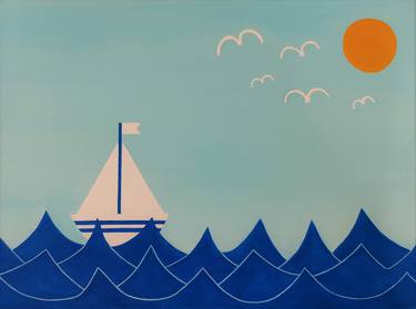 Original Art Deco Sailboat Paintings by Anastasia Gehring
