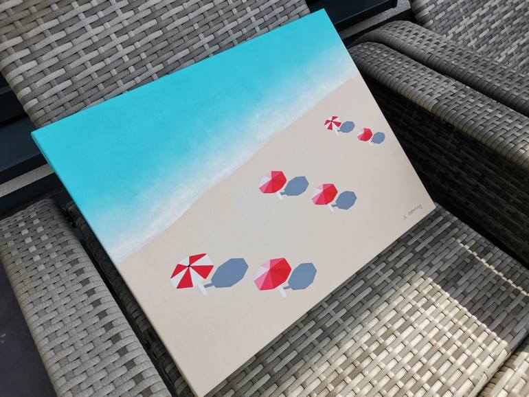 Original Art Deco Beach Painting by Anastasia Gehring