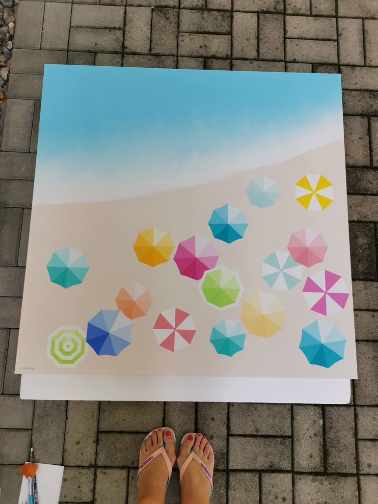 Original Art Deco Beach Painting by Anastasia Gehring