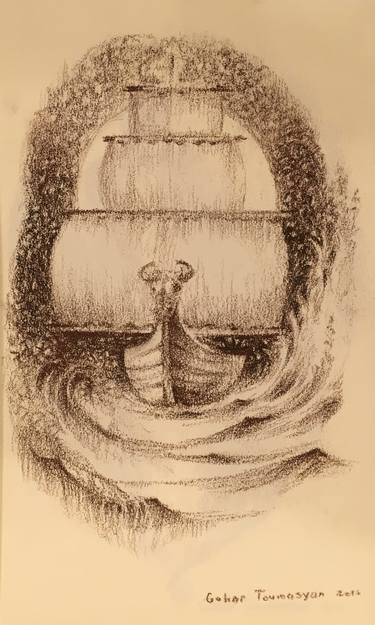 Original Fine Art Boat Drawings by Gohar Tumasyan