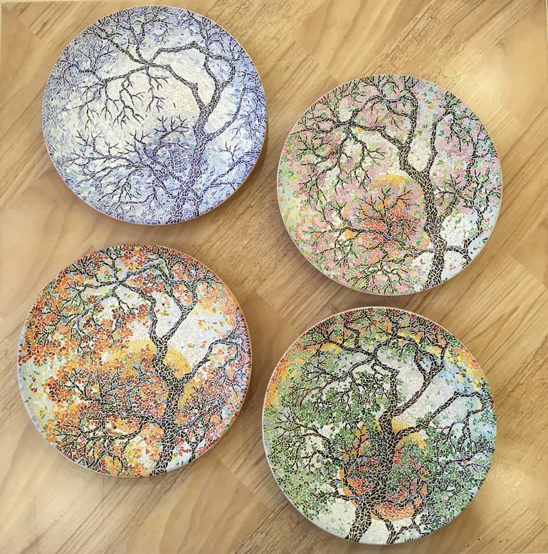 4 seasons. Set of Decorative plates Painting by Gohar Tumasyan ...