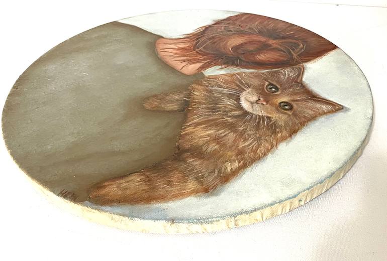 Original Figurative Cats Painting by René Hein