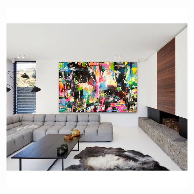 Original Abstract Expressionism Graffiti Painting by Maria Esmar