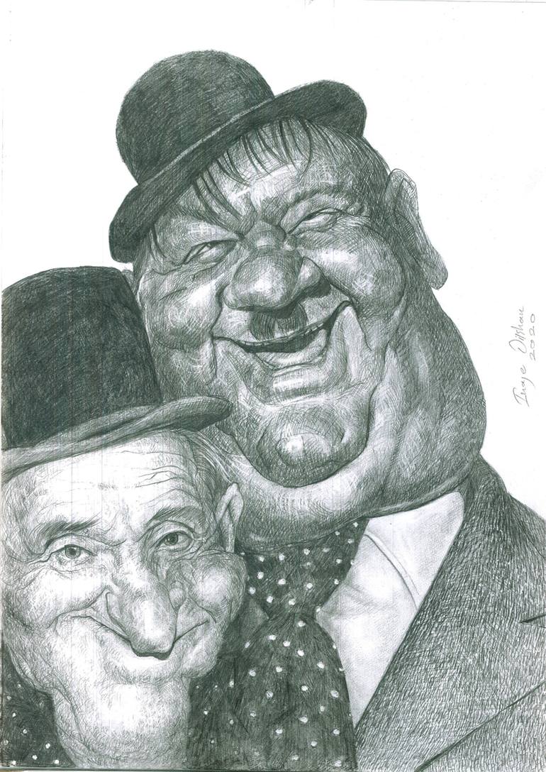 Original ink drawing on LAUREL AND HARDY paper