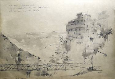 Original Expressionism Landscape Drawings by INAKI ARBULO