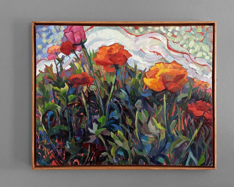 Original poppies Floral Painting by Andrea Tarman