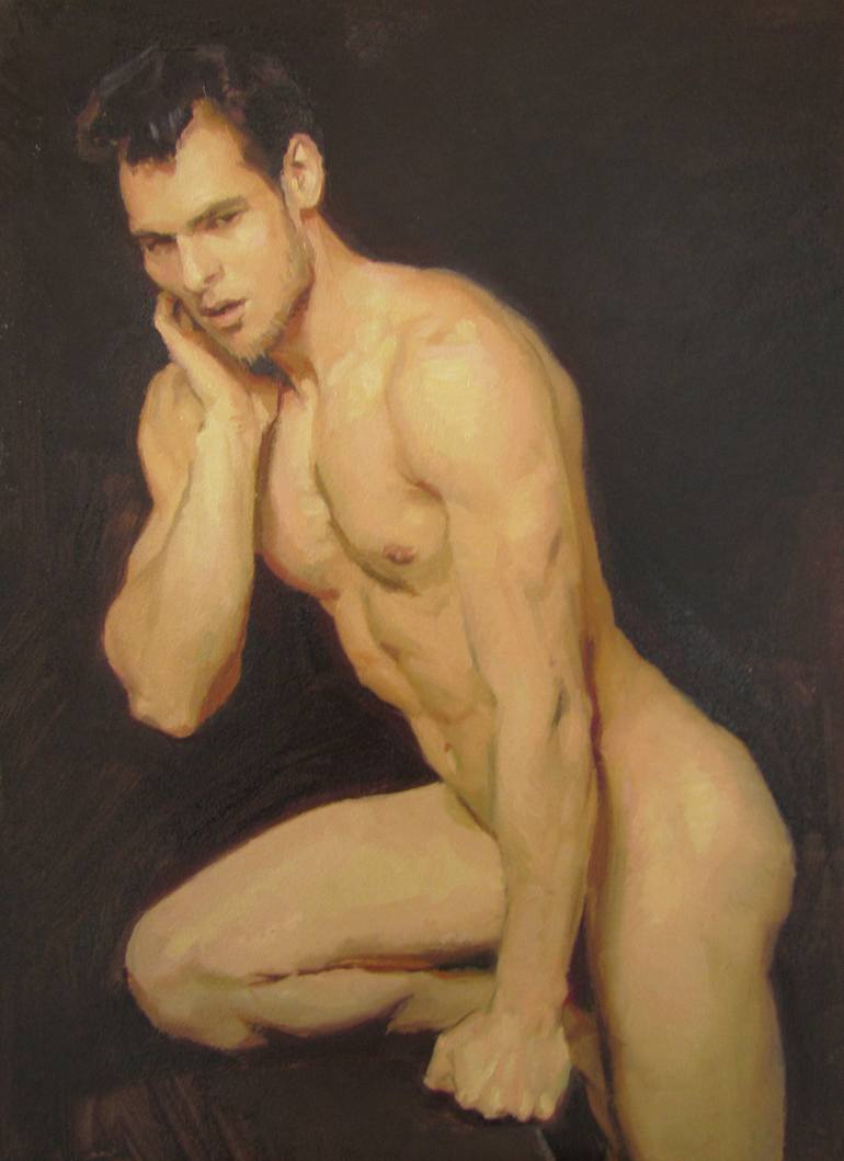 Original Classicism Nude Painting by Viktoriia Pidvarchan