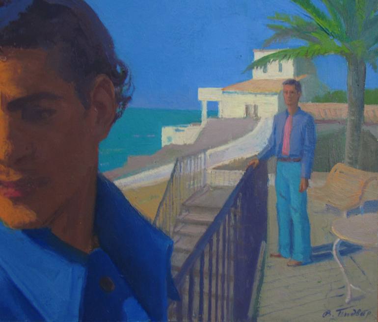 Original Impressionism Men Painting by Viktoriia Pidvarchan