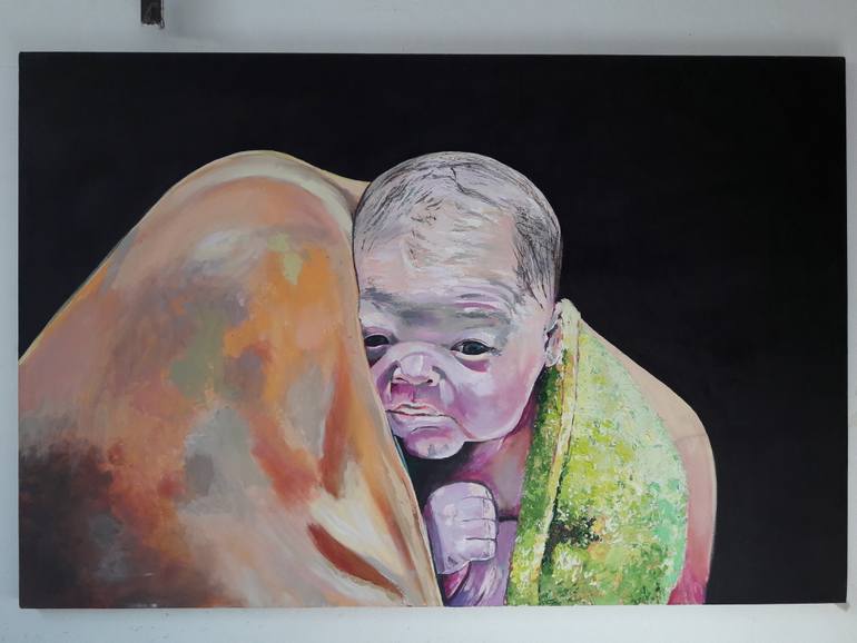 Original Figurative Children Painting by Onur Aydin Ayyildiz