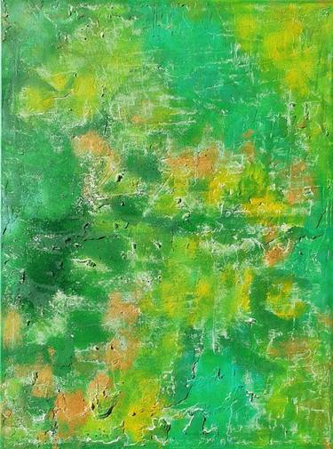 Green Flowers Textured Modern Interior Contemporary Impasto thumb