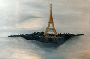 Sun set Cityscape Paris Landscape Original Eiffel Tower Abstract thumb