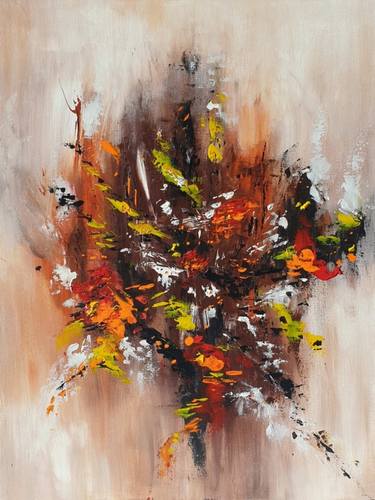 Brown Flowers Original Painting Abstract Painting Modern Art thumb