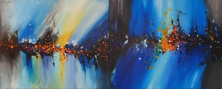 Original Floral Painting by Iveta Zaharova | Abstract Expressionism Art on Canvas | 2 set Landscape Art Flowers Art Original Painting Abstract