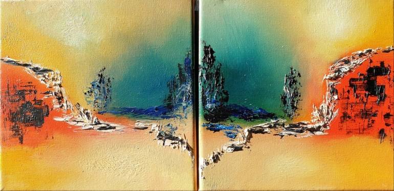 Onwijs 2 Set Painting Art Landscape Original Oil Art Abstract Art Modern UY-96