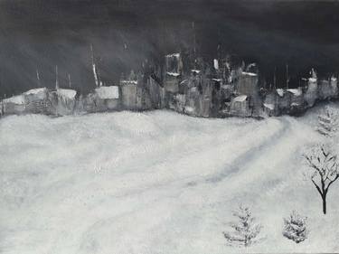 Original winter night cityscape landscape abstract thumb