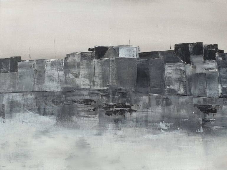 Original Cityscape Painting Landscape Black White Grau Canvas Art Abstract Modern Urban Style Wall Art Wall Decor Art Impasto Painting Painting By Iveta Zaharova Saatchi Art