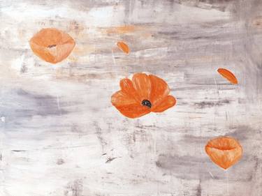 Landscape Art Abstract Orange Poppies Flowers Original Abstract thumb