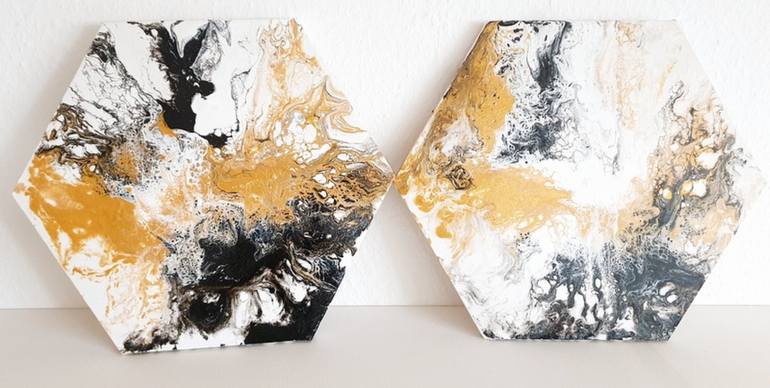 2 Set Fluid Art Landscape Painting Abstract Art Original Painting Black  White Gold Modern Art Wall Art Wall Decor Home Decor Art Interior Painting  By Iveta Zaharova | Saatchi Art