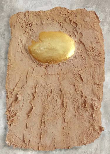 Sun love concrete wall art with 18k gold leaves thumb
