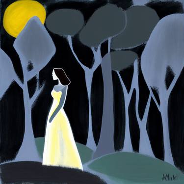 Woman, forest night thumb