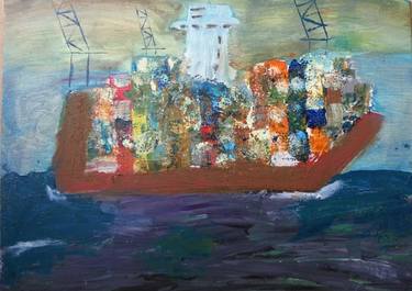 Original Abstract Ship Paintings by Cas machinegunofart