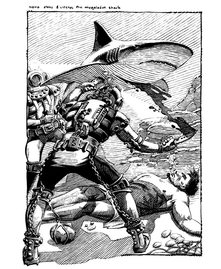 shark attack Drawing by Gary M Burley | Saatchi Art