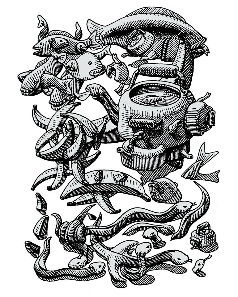 Fish Kettle Banana Doodle Drawing By Gary M Burley Saatchi Art