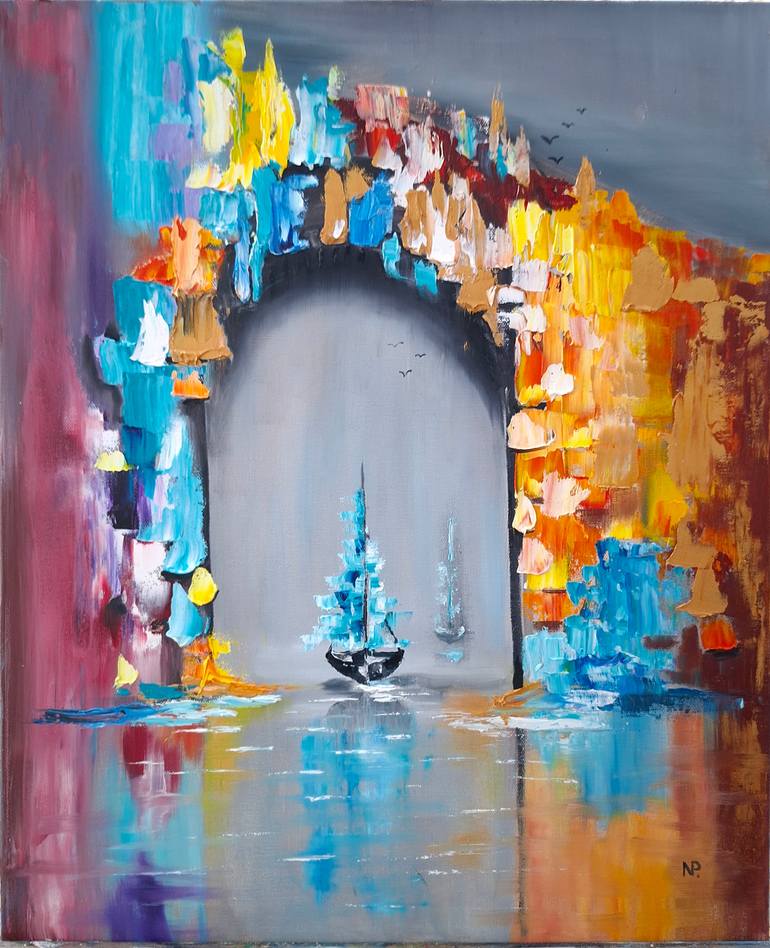 Original Architecture Painting by Nataliia Plakhotnyk | Abstract Expressionism Art on Canvas | Gateway to Dreams