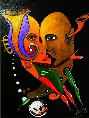 Print of Art Deco Love Paintings by Juan Carlos Gonzalez