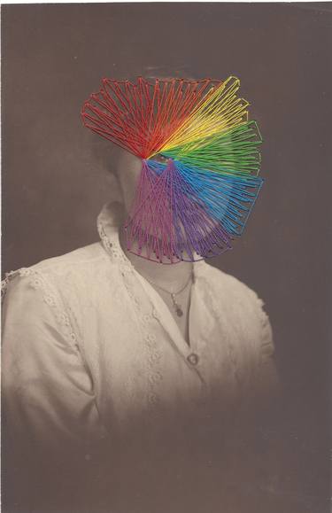 Saatchi Art Artist Jamie Rawlings; Collage, “Rainbow Mask 2” #art
