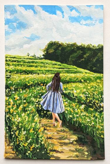 Woman in flower field thumb