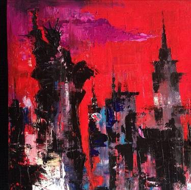 Original Abstract Expressionism Architecture Paintings by Katya Malina