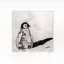 Baby penguin. 

Paper: 9 x 9 inches
Plate: 5 x 5 inches

Etching - Charbonnel Ink on BFK 280gsm paper. BFK is a mould produced in France and is made of 100% cotton. This is a hand inked etching. This is the first of the edition of 20 made from the aluminium plate
