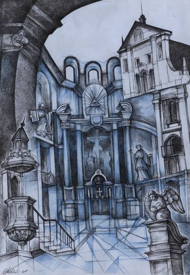 Print of Surrealism Architecture Drawings by Mariia Kryshtal