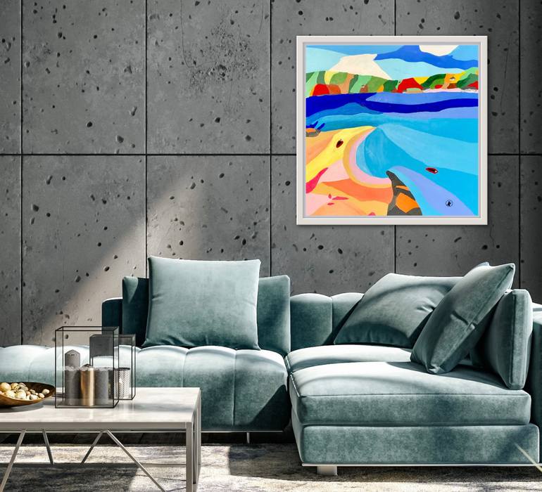 Original Abstract Expressionism Beach Painting by J Larsen-Collinge