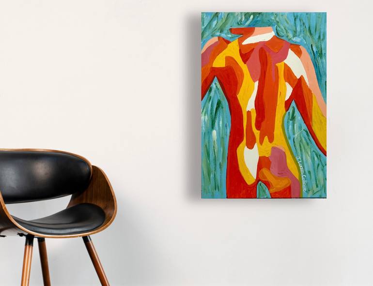 Original Abstract Expressionism Nude Painting by J Larsen-Collinge