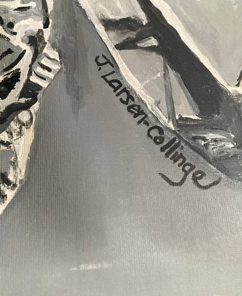 Original Black & White Men Painting by J Larsen-Collinge