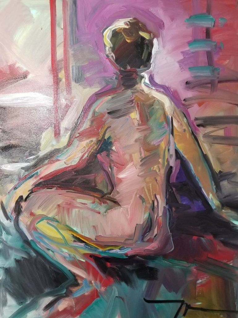 Original OIL PAINTING Nude Woman Model picture