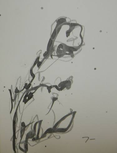 JOSE TRUJILLO - Abstract Expressionist Ink Wash Lavender Flower ART Original thumb