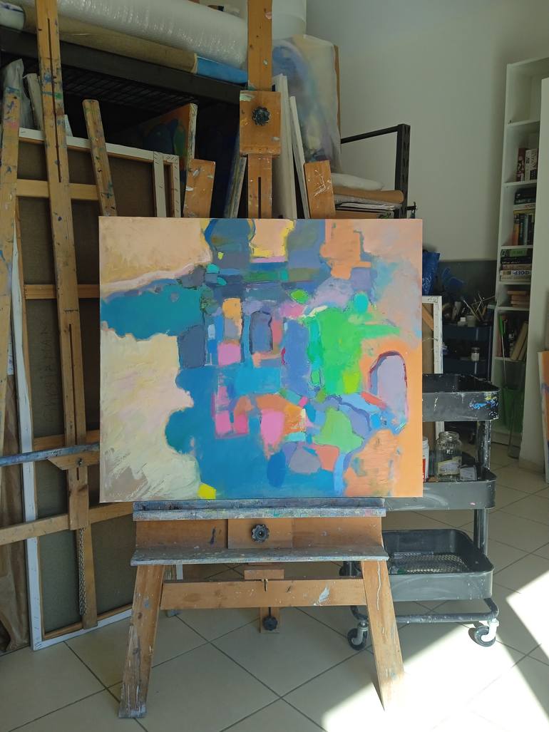 Original Abstract Expressionism Architecture Painting by Elena Shraibman