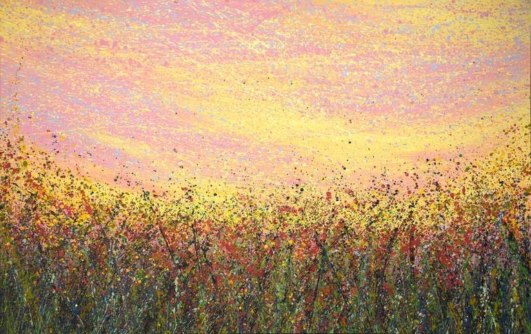 sunset field painting