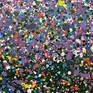 Title of work "Lavender field ”. The painting is written in the style of abstract expressionism.This work was created by acrylic on canvas. The work is signed on the reverse side. Size 95x100cm.