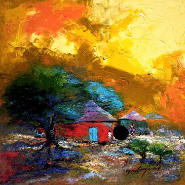 Print of Expressionism Landscape Paintings by Ayo Akinyemi