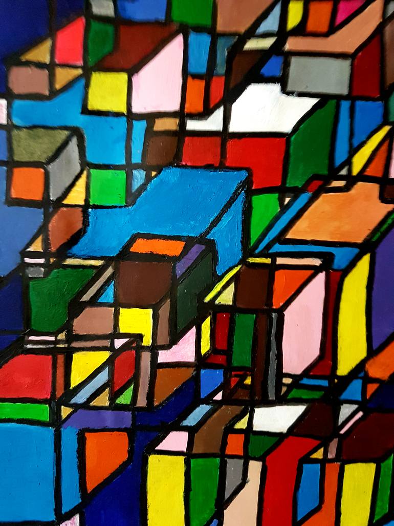Original Cubism Abstract Painting by Joe Scotland