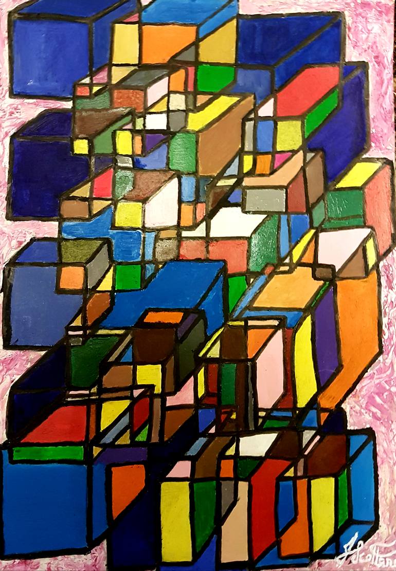 Original Cubism Abstract Painting by Joe Scotland